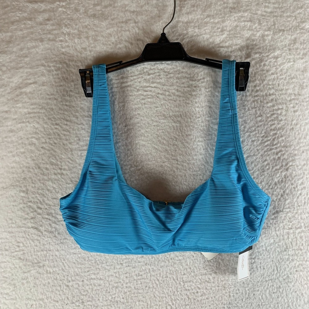Salt & Cove Ribbed Bralette Bikini Top Women's Medium Aqua Variegated Swimwear